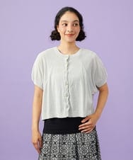 GJSGD30180 Jocomomola(ホコモモラ) 【接触冷感】天竺編みクルーネックカーディガン ライトグレー