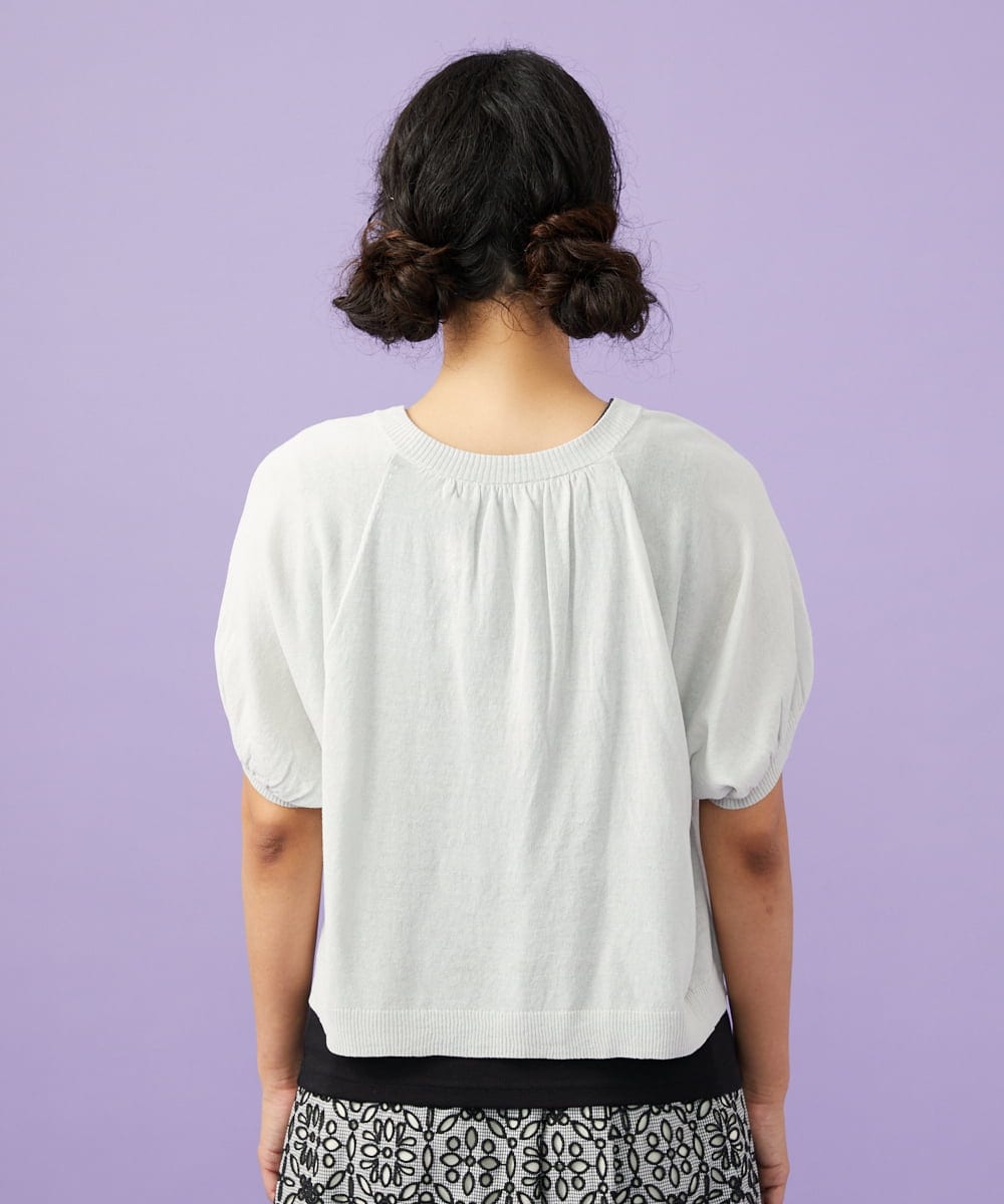 GJSGD30180 Jocomomola(ホコモモラ) 【接触冷感】天竺編みクルーネックカーディガン ライトグレー