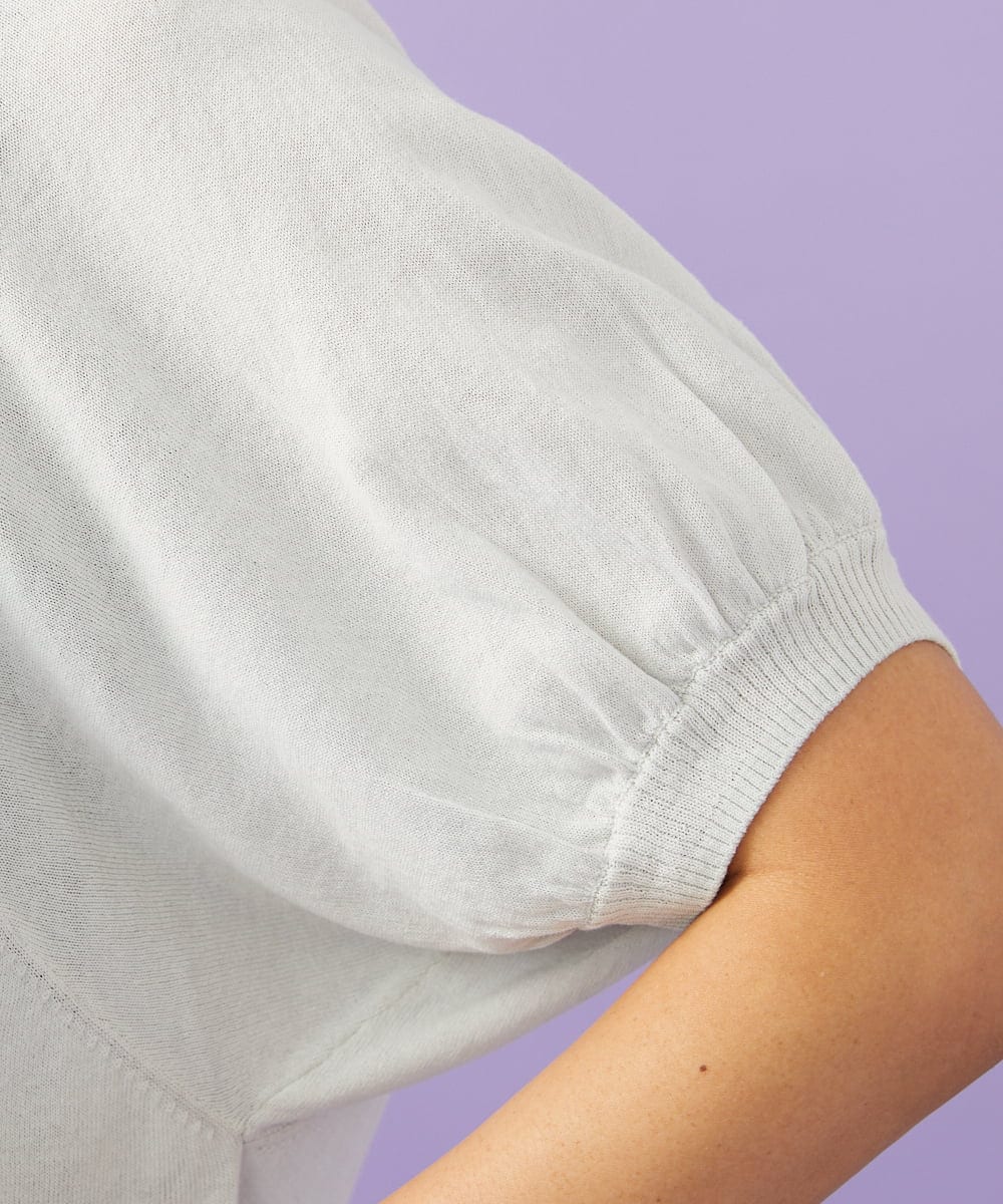 GJSGD30180 Jocomomola(ホコモモラ) 【接触冷感】天竺編みクルーネックカーディガン ライトグレー