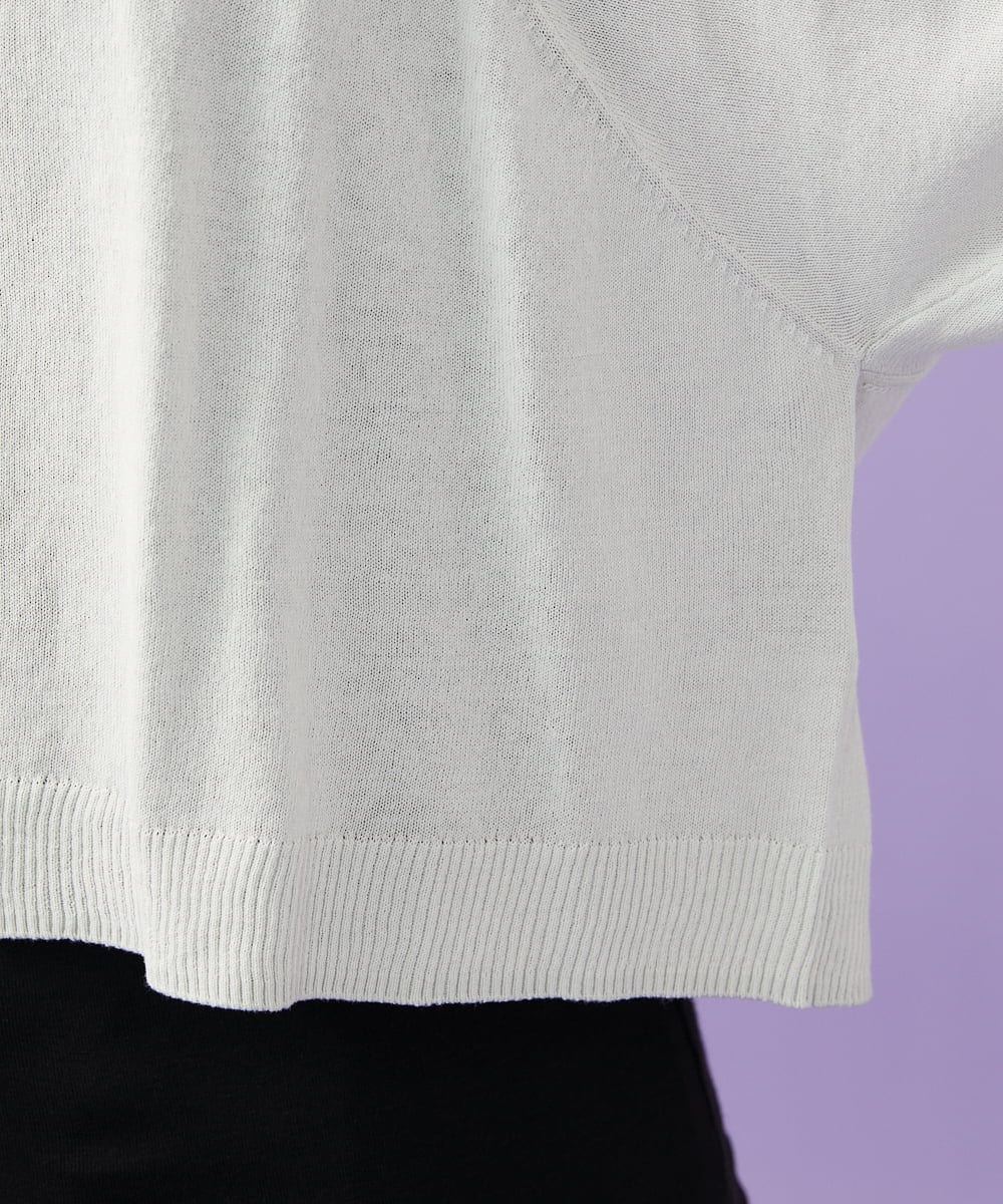 GJSGD30180 Jocomomola(ホコモモラ) 【接触冷感】天竺編みクルーネックカーディガン ライトグレー