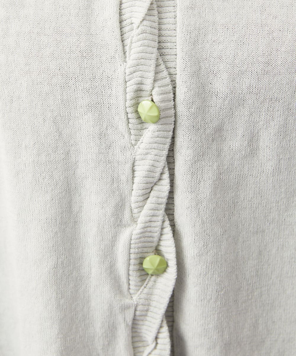 GJSGD30180 Jocomomola(ホコモモラ) 【接触冷感】天竺編みクルーネックカーディガン ライトグレー