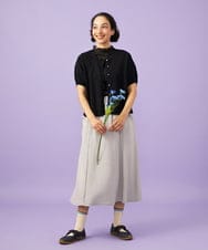 GJSGD30180 Jocomomola(ホコモモラ) 【接触冷感】天竺編みクルーネックカーディガン ブラック