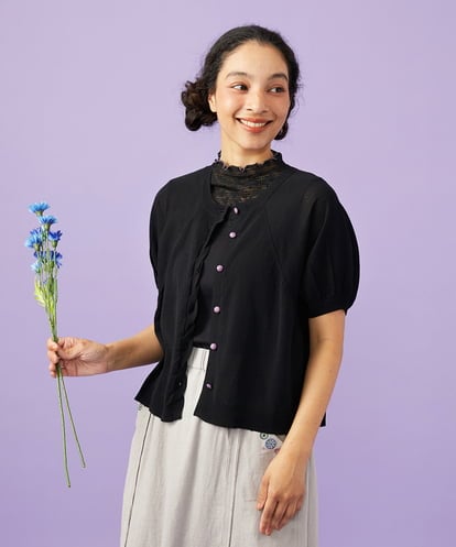 GJSGD30180 Jocomomola 【接触冷感】天竺編みクルーネックカーディガン