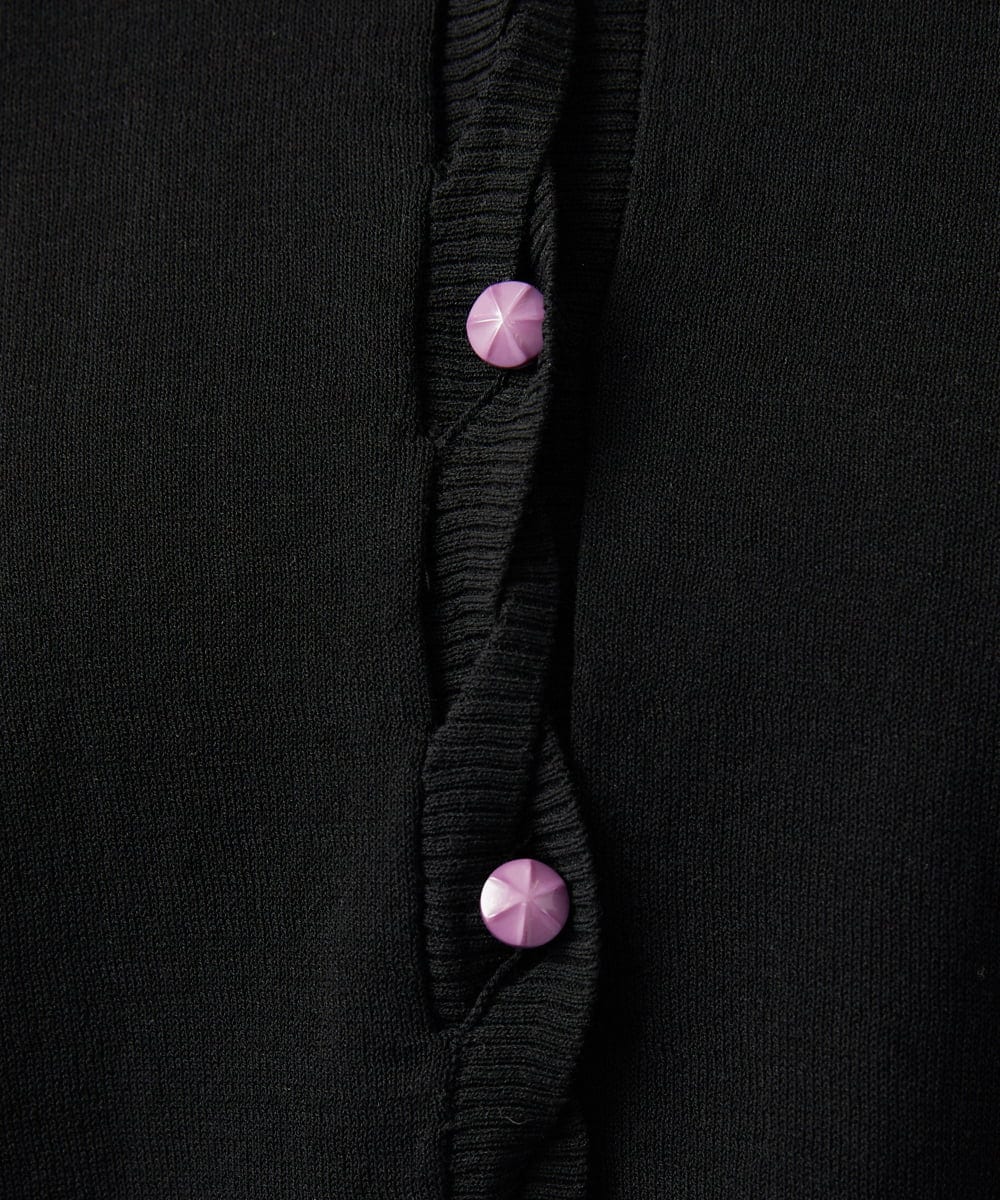 GJSGD30180 Jocomomola(ホコモモラ) 【接触冷感】天竺編みクルーネックカーディガン ブラック