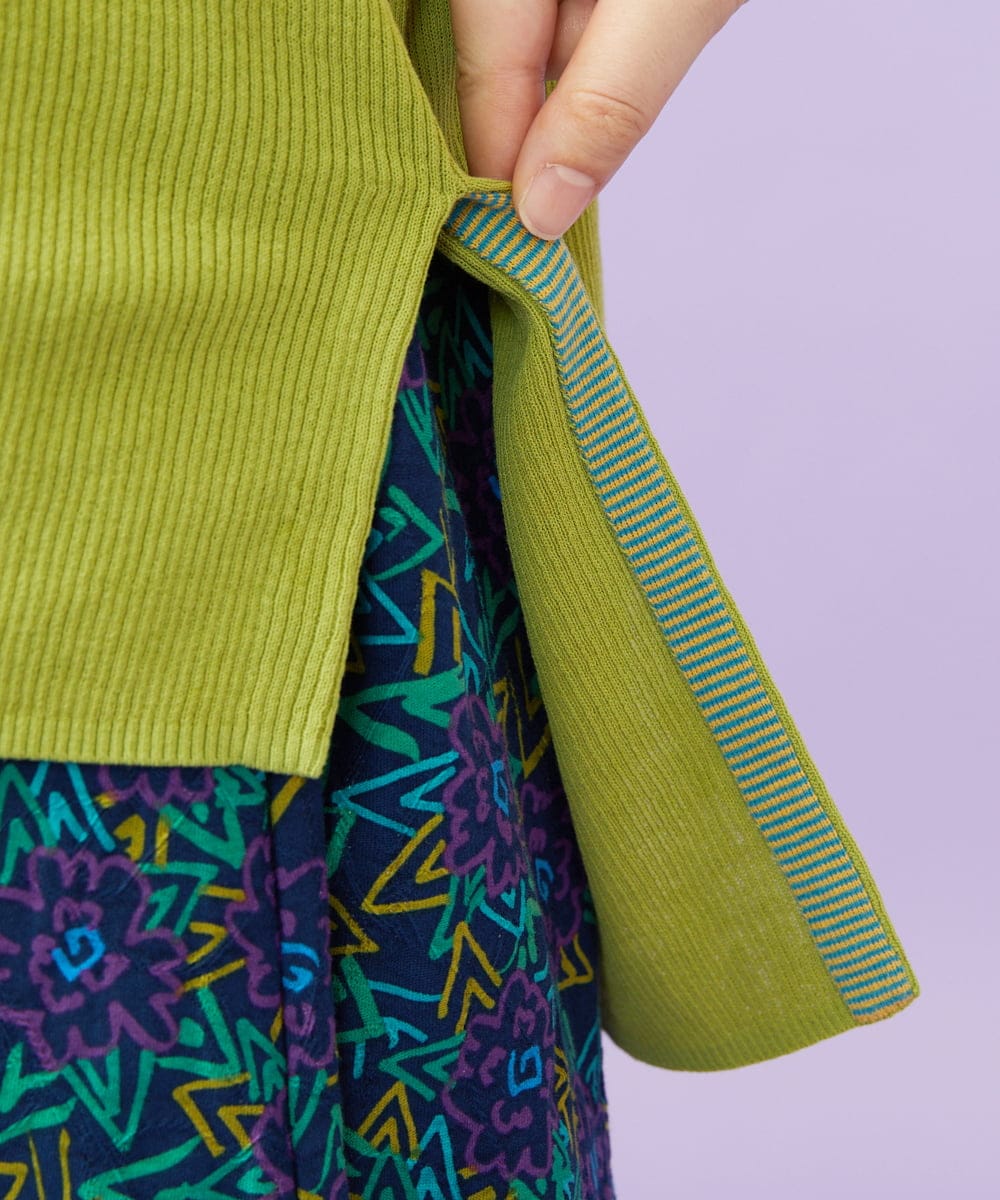 GJSGD31230 Jocomomola(ホコモモラ) 【接触冷感】リブ編みロングカーディガン グリーン