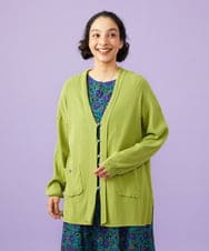 GJSGD31230 Jocomomola(ホコモモラ) 【接触冷感】リブ編みロングカーディガン グリーン