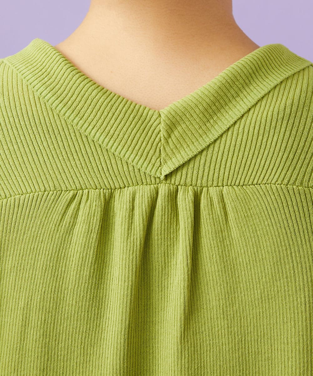 GJSGD31230 Jocomomola(ホコモモラ) 【接触冷感】リブ編みロングカーディガン グリーン