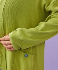 GJSGD31230 Jocomomola(ホコモモラ) 【接触冷感】リブ編みロングカーディガン グリーン