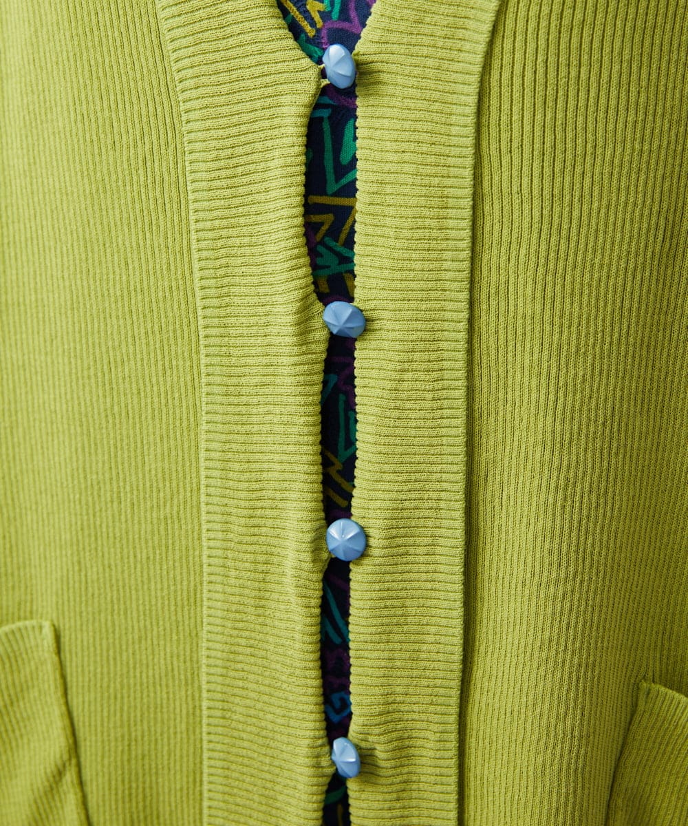 GJSGD31230 Jocomomola(ホコモモラ) 【接触冷感】リブ編みロングカーディガン グリーン