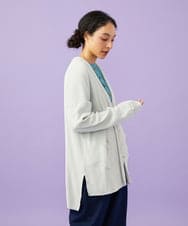 GJSGD31230 Jocomomola(ホコモモラ) 【接触冷感】リブ編みロングカーディガン ライトグレー