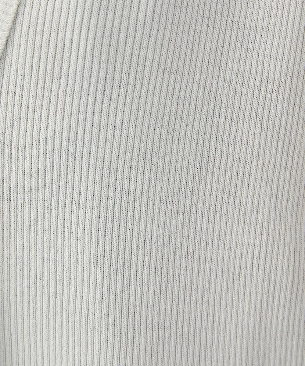 GJSGD31230 Jocomomola(ホコモモラ) 【接触冷感】リブ編みロングカーディガン ライトグレー