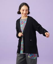 GJSGD31230 Jocomomola(ホコモモラ) 【接触冷感】リブ編みロングカーディガン ブラック