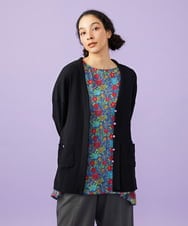 GJSGD31230 Jocomomola(ホコモモラ) 【接触冷感】リブ編みロングカーディガン ブラック