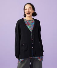 GJSGD31230 Jocomomola(ホコモモラ) 【接触冷感】リブ編みロングカーディガン ブラック