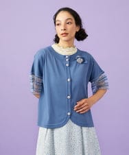 GJSGD50220 Jocomomola(ホコモモラ) Lago サマーニット シアーカーディガン ブルー