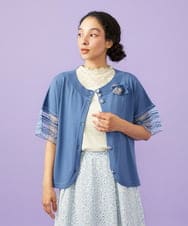 GJSGD50220 Jocomomola(ホコモモラ) Lago サマーニット シアーカーディガン ブルー