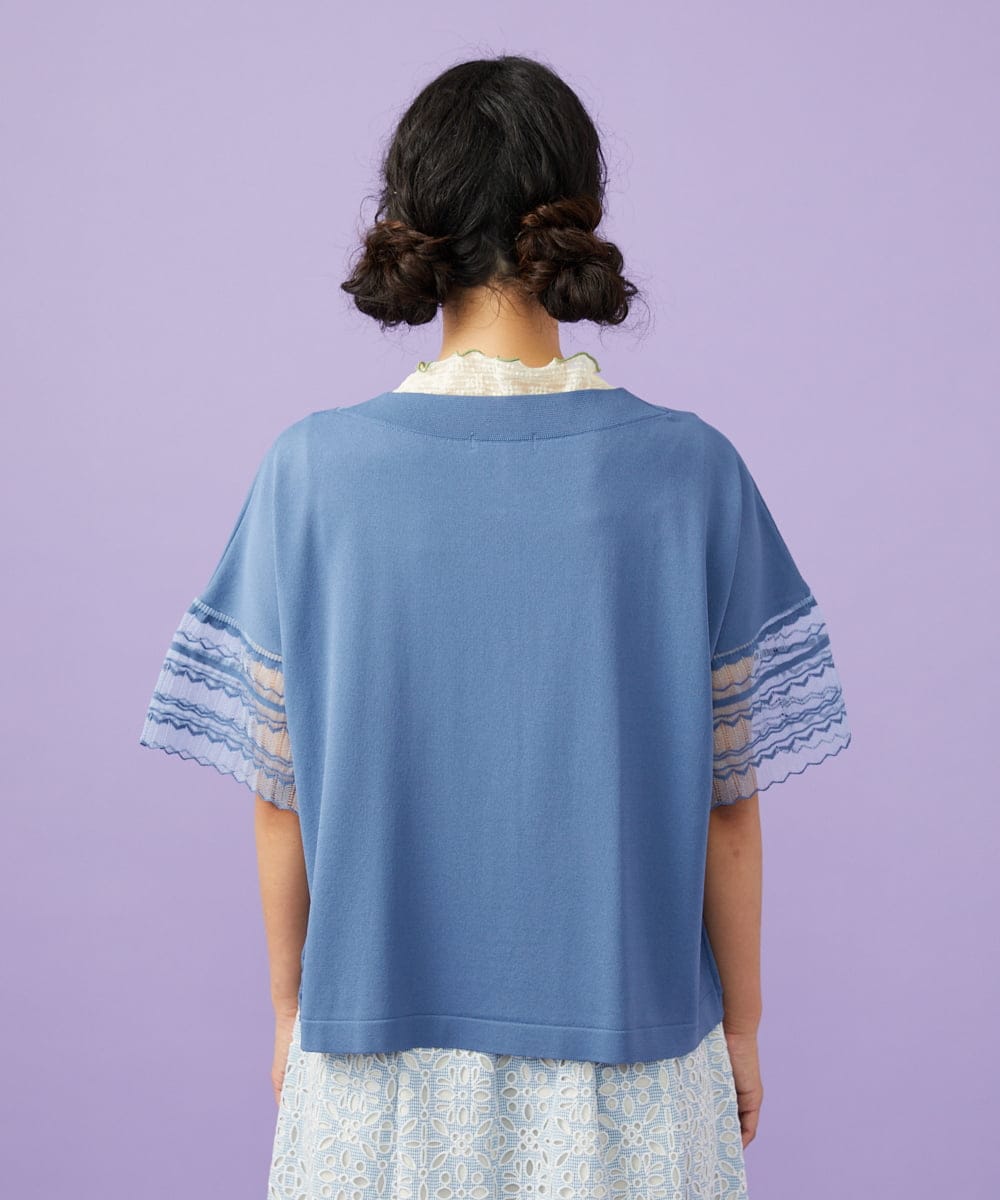 GJSGD50220 Jocomomola(ホコモモラ) Lago サマーニット シアーカーディガン ブルー