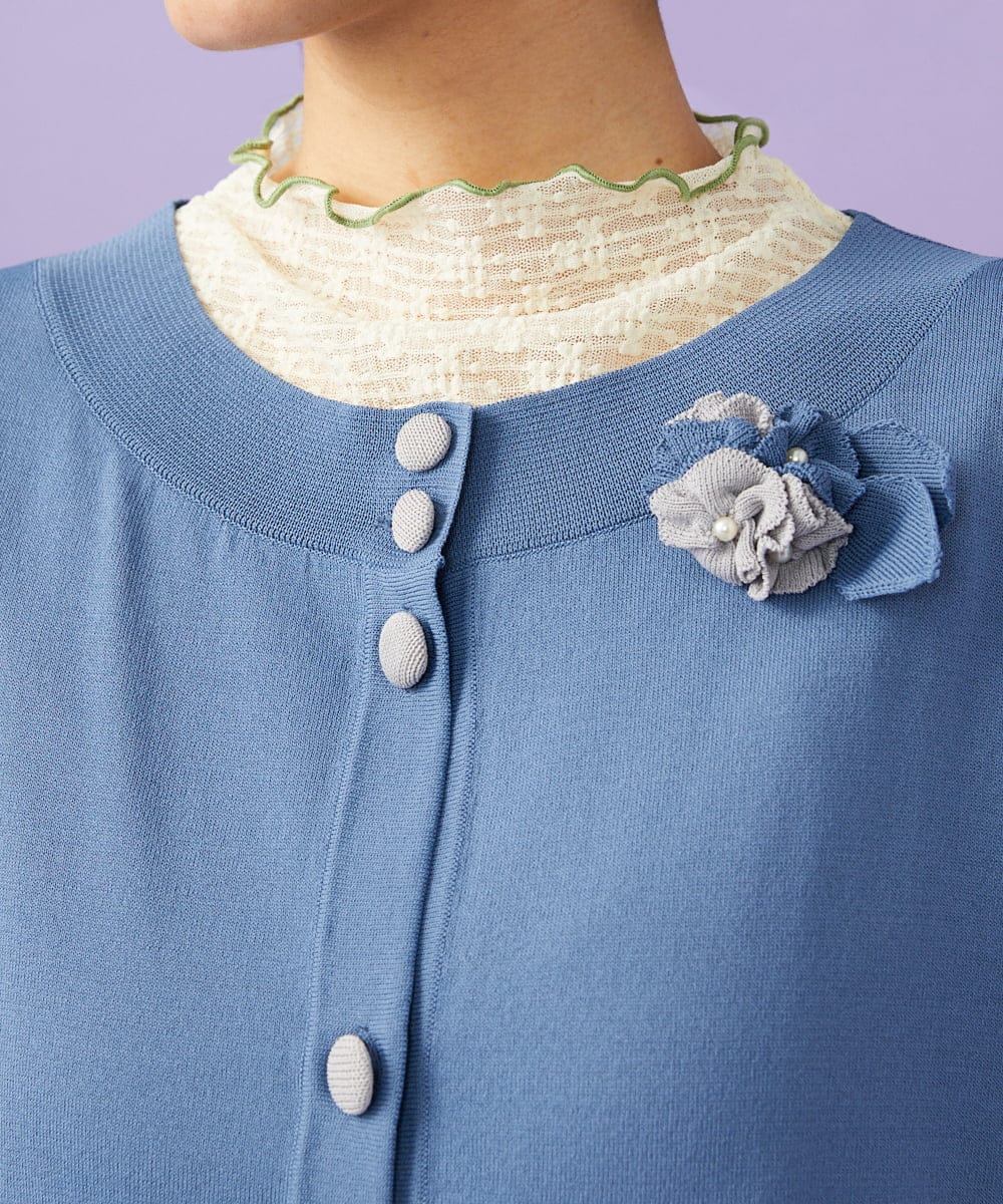 GJSGD50220 Jocomomola(ホコモモラ) Lago サマーニット シアーカーディガン ブルー