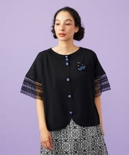 GJSGD50220 Jocomomola(ホコモモラ) Lago サマーニット シアーカーディガン ブラック