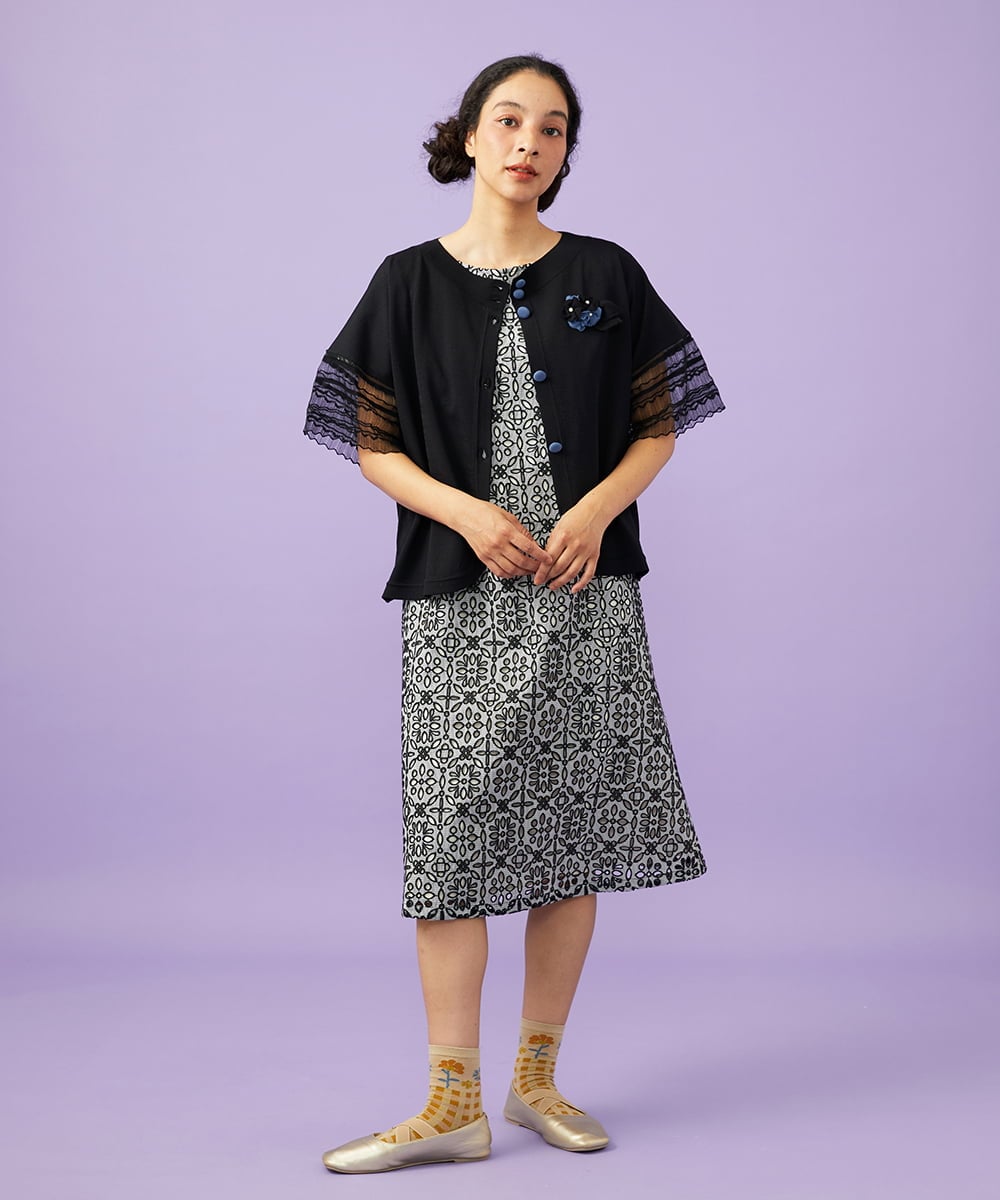 GJSGD50220 Jocomomola(ホコモモラ) Lago サマーニット シアーカーディガン ブラック