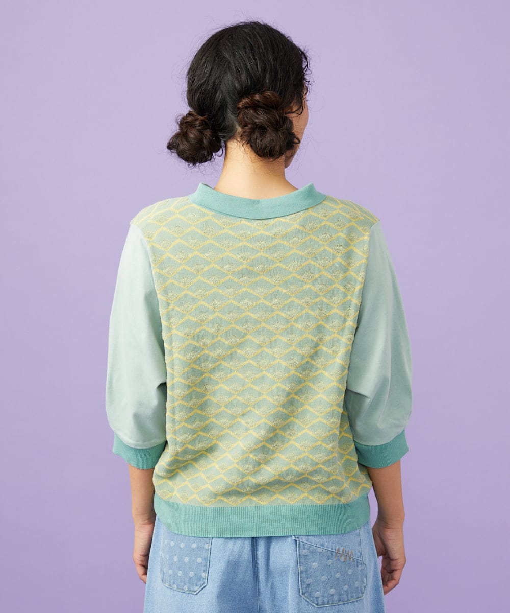 GJSGD71220 Jocomomola(ホコモモラ) Pensamiento ニットドッキングカーディガン グリーン