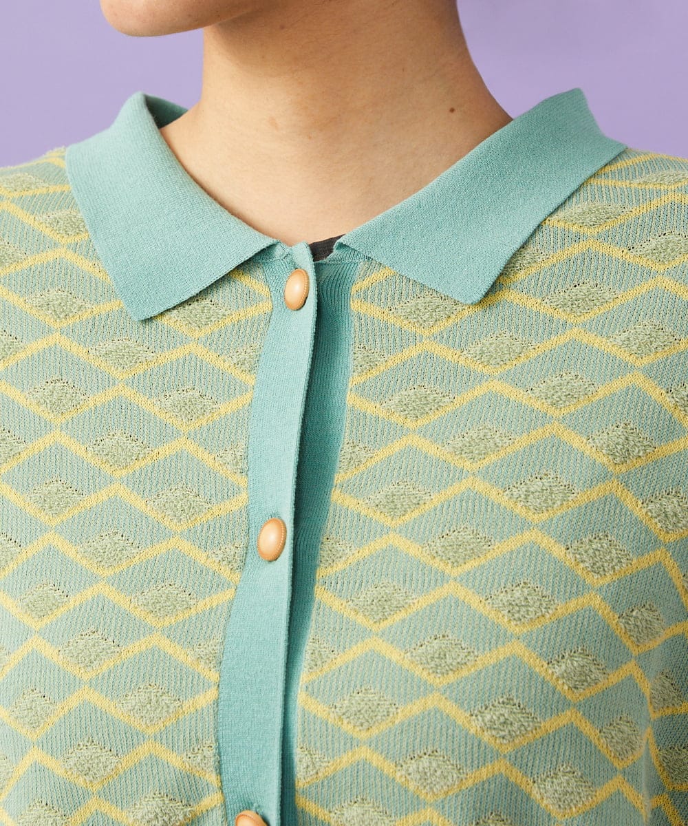 GJSGD71220 Jocomomola(ホコモモラ) Pensamiento ニットドッキングカーディガン グリーン