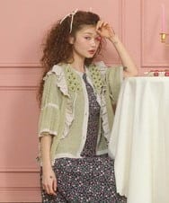 GJSGE02230 Jocomomola(ホコモモラ) Dulcinea フリルニットカーディガン アイボリー