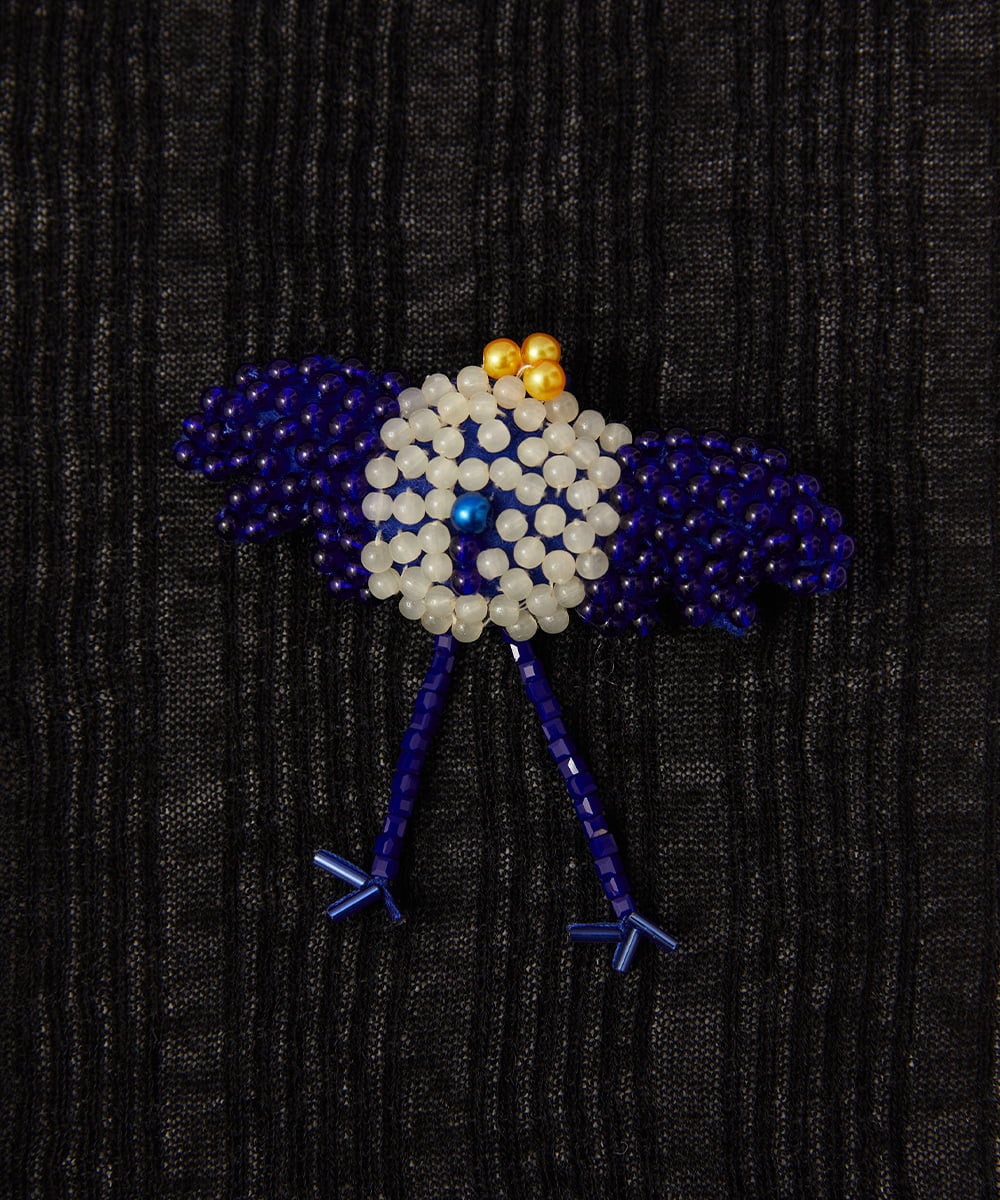 GJSGE32200 Jocomomola(ホコモモラ) 【早割10％OFF】鳥モチーフ付きシアーカーディガン パープル