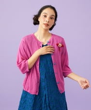 GJSGE32200 Jocomomola(ホコモモラ) 【早割10％OFF】鳥モチーフ付きシアーカーディガン パープル