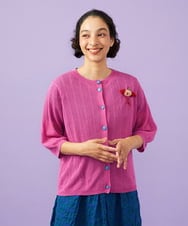 GJSGE32200 Jocomomola(ホコモモラ) 【早割10％OFF】鳥モチーフ付きシアーカーディガン パープル