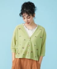 GJSGT30180 Jocomomola(ホコモモラ) Playa flor ニットカーディガン グリーン