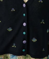 GJSGT30180 Jocomomola(ホコモモラ) Playa flor ニットカーディガン グリーン