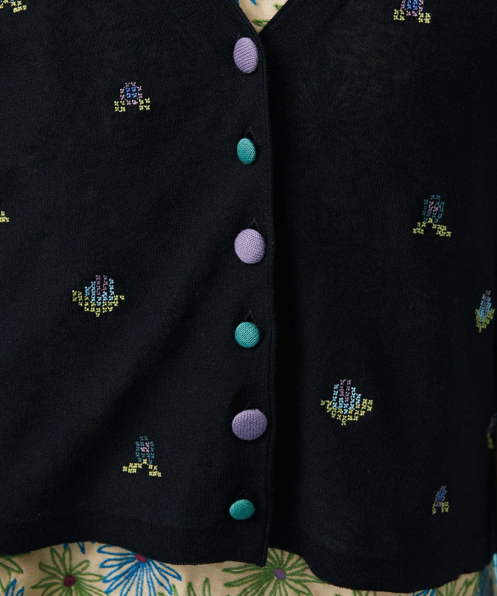 GJSGT30180 Jocomomola(ホコモモラ) Playa flor ニットカーディガン グリーン