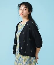 GJSGT30180 Jocomomola(ホコモモラ) Playa flor ニットカーディガン グリーン