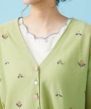 GJSGT30180 Jocomomola(ホコモモラ) Playa flor ニットカーディガン グリーン