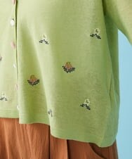 GJSGT30180 Jocomomola(ホコモモラ) Playa flor ニットカーディガン グリーン