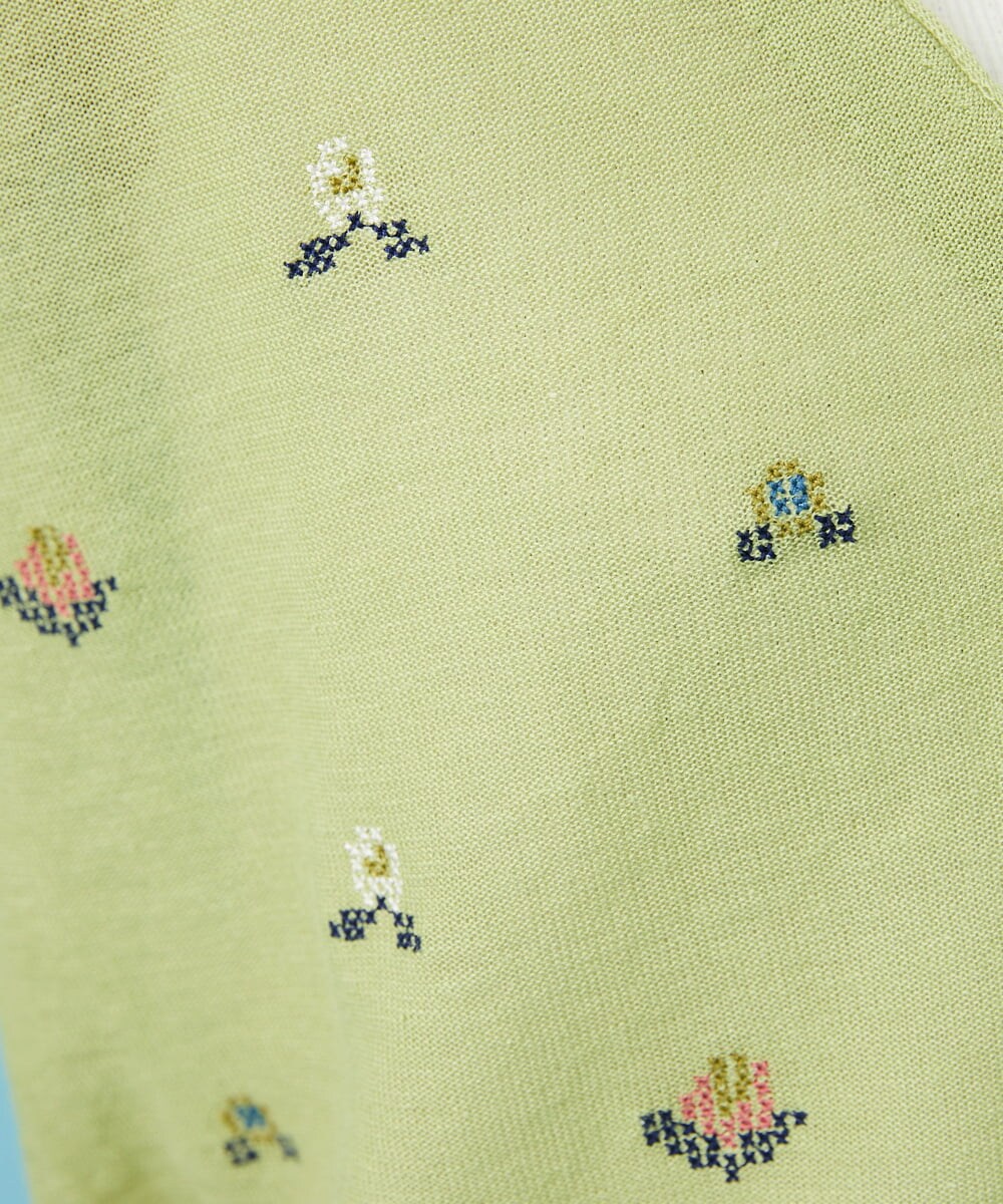 GJSGT30180 Jocomomola(ホコモモラ) Playa flor ニットカーディガン グリーン