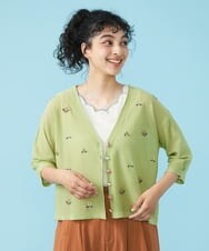 GJSGT30180 Jocomomola(ホコモモラ) Playa flor ニットカーディガン グリーン
