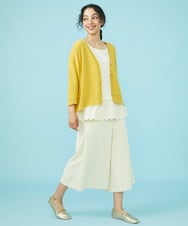 GJSGW33170 Jocomomola(ホコモモラ) リネン混 Vネックカーディガン イエロー