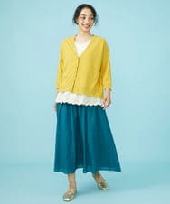 GJSGW33170 Jocomomola(ホコモモラ) リネン混 Vネックカーディガン イエロー