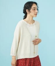 GJSGW33170 Jocomomola(ホコモモラ) リネン混 Vネックカーディガン イエロー