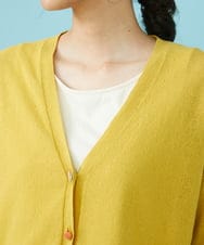 GJSGW33170 Jocomomola(ホコモモラ) リネン混 Vネックカーディガン イエロー