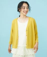 GJSGW33170 Jocomomola(ホコモモラ) リネン混 Vネックカーディガン イエロー