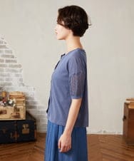 GJSHA31170 Jocomomola(ホコモモラ) シアークルーネックカーディガン ブルー