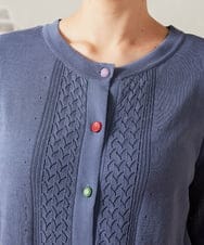 GJSHA31170 Jocomomola(ホコモモラ) シアークルーネックカーディガン ブルー