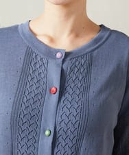 GJSHA31170 Jocomomola(ホコモモラ) 【接触冷感】シアークルーネックカーディガン ブルー