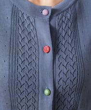 GJSHA31170 Jocomomola(ホコモモラ) 【接触冷感】シアークルーネックカーディガン ブルー