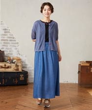 GJSHA31170 Jocomomola(ホコモモラ) シアークルーネックカーディガン ブルー
