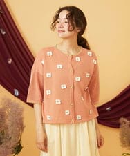 GJSHD01220 Jocomomola(ホコモモラ) Flores de verano フラワークロッシェカーディガン オレンジ