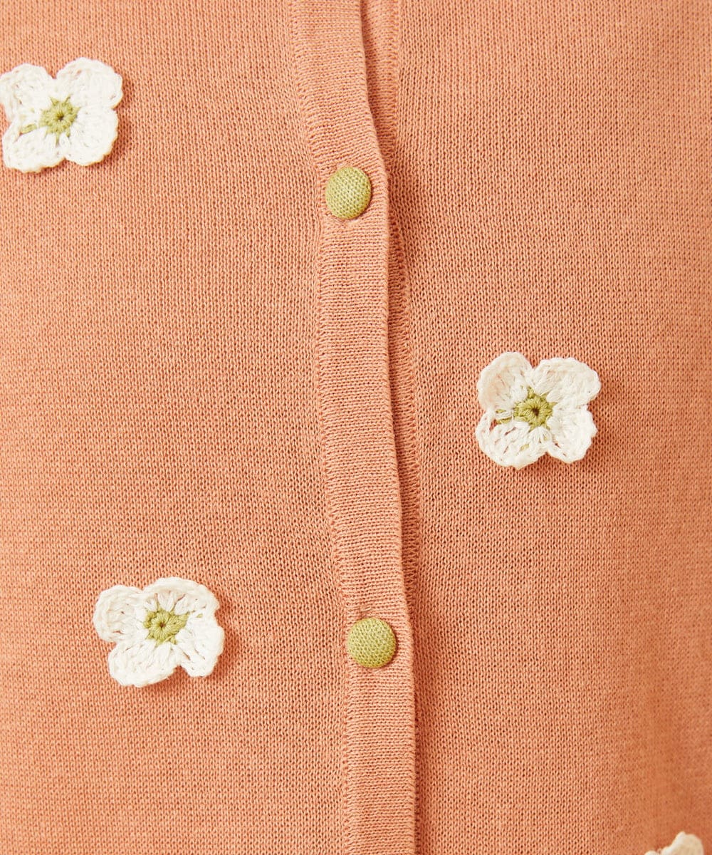 GJSHD01220 Jocomomola(ホコモモラ) Flores de verano フラワークロッシェカーディガン オレンジ